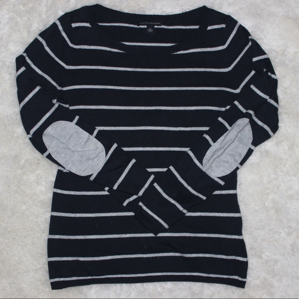 Banana Republic Striped Elbow Patch Sweater